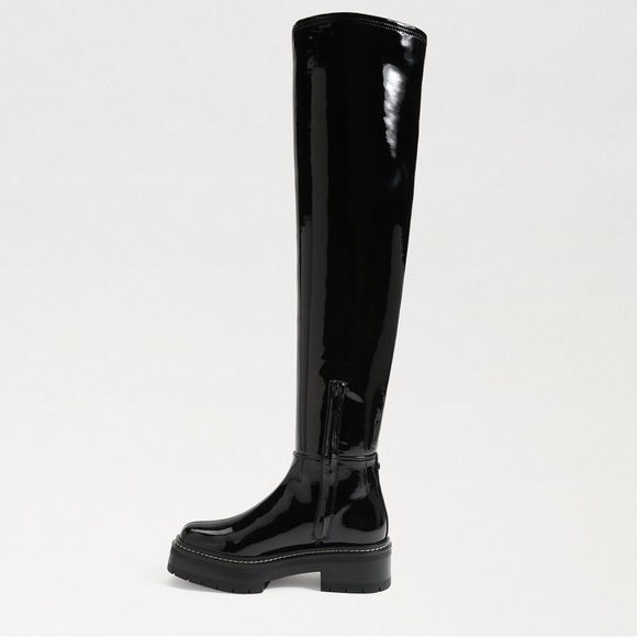 New! $225 Sam Edelman Lydia Over The Knee Boots patent leather tall chunky lug - Picture 5 of 12